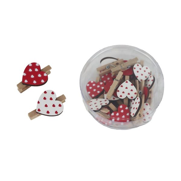 Dekorační klip srdce, 20 ks D7652 - 8x8x3