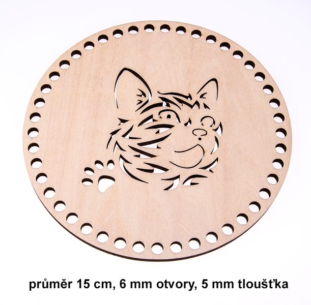 Dno - víko překližkové kočka 15 cm/ 6mm