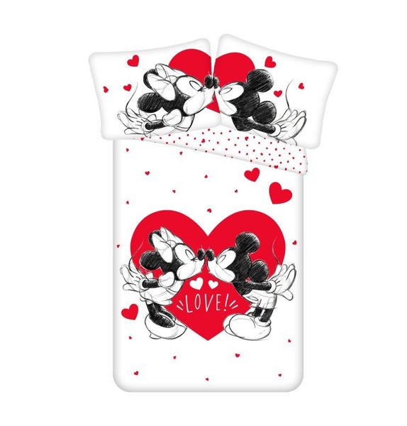 Povlečení Mickey a Minnie Love 05 Bavlna, 140/200, 70/90 cm