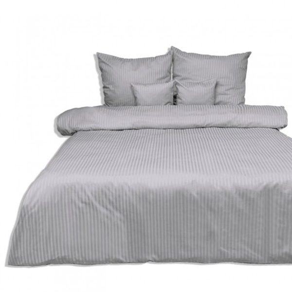 Povlečení satén pruhy světle šedé 140x200+70x90