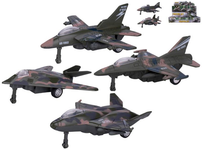 Letadlo army vojenské kovový stíhací letoun zpětný chod 6 druhů