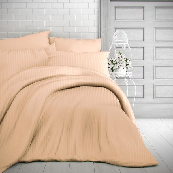 Hotelové povlečení atlas grádl 22mm proužek 140x200, 70x90cm meruňkové