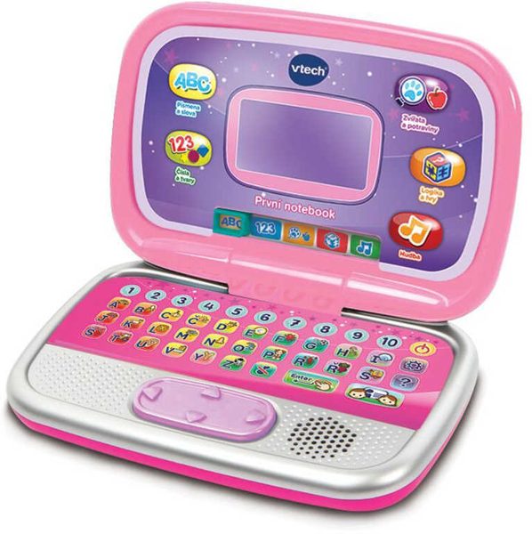 VTech první dětský notebook růžový (CZ, baterie)