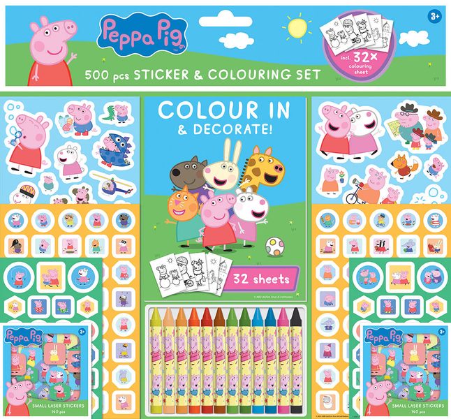 JIRI MODELS Samolepkový set s omalovánkami a voskovkami Peppa Pig