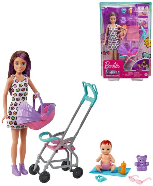 Barbie chůva (herní set s kočárkem a doplňky) Mattel