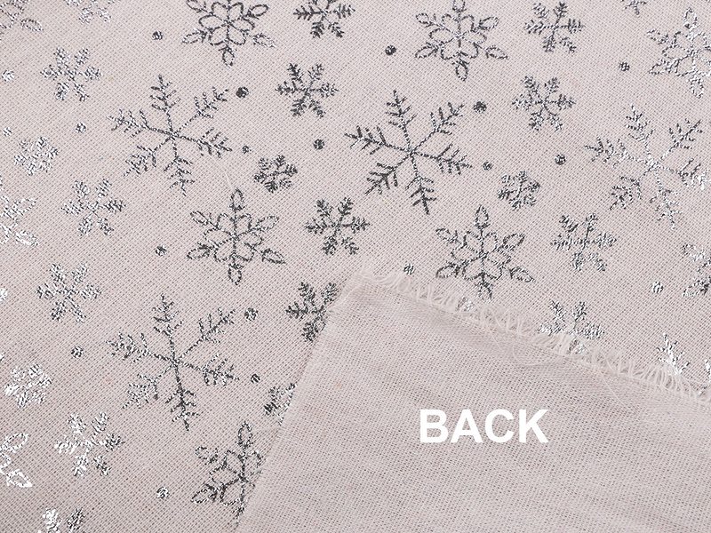 Vánoční bavlněná - imitace lnu sněhové vločky metalické METRÁŽ