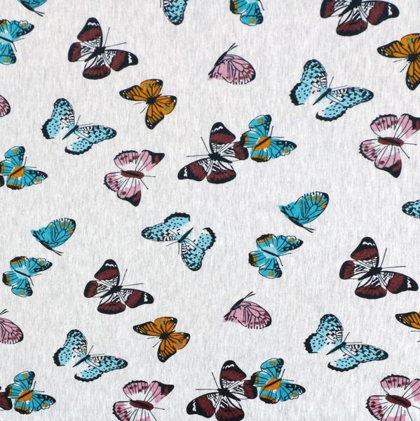 Látka - elastický úplet s potiskem Modrá 48/402 šířka 175 cm