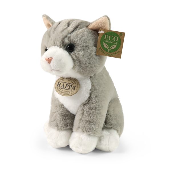 Plyšová kočka šedá sedící 23 cm ECO-FRIENDLY SOFT