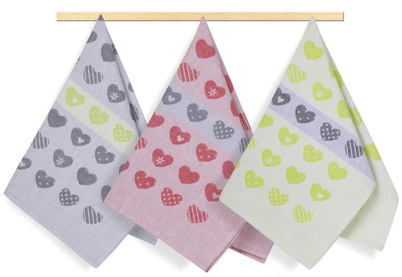 Kuchyňské utěrky - sada 3 kusů Červená,Bílá 171 50x70 cm