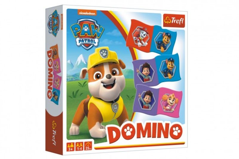 Domino papírové Paw Patrol/Tlapková patrola 28 kartiček společenská hra v krabici 20x20x5cm