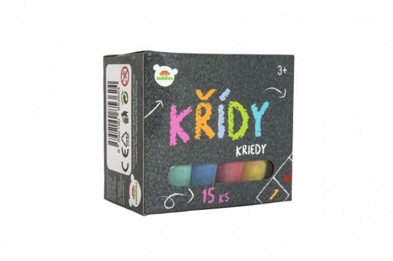 Křídy barevné chodníkové 15ks v krabičce 12,5x11x7,5cm
