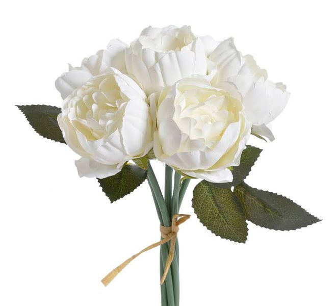Umělá kytice Pivoněk 6 ks bílá 26 cm