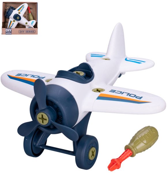 Letadlo vrtulové šroubovací Policie volný chod montážní set s nástrojem