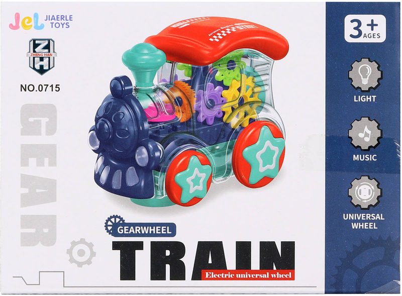 Lokomotiva narážecí s ozubenými kolečky na baterie průhledná Světlo Zvuk