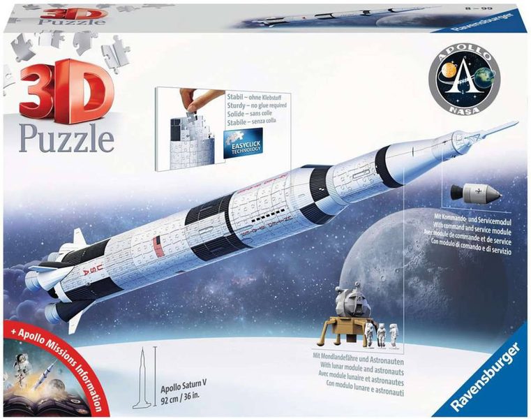 Ravensburger 3D puzzle raketa Saturn V (440 dílků, 70×50 cm)