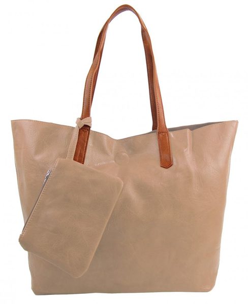 Velká latté hnědá shopper dámská taška s crossbody uvnitř