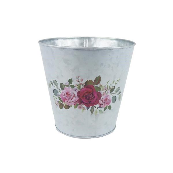 Plechový květináč růže K3335/3 - dia 16 × 15 cm