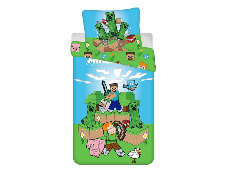 Povlečení bavlna Minecraft Outdoor Mobs 140x200, 70x90 cm