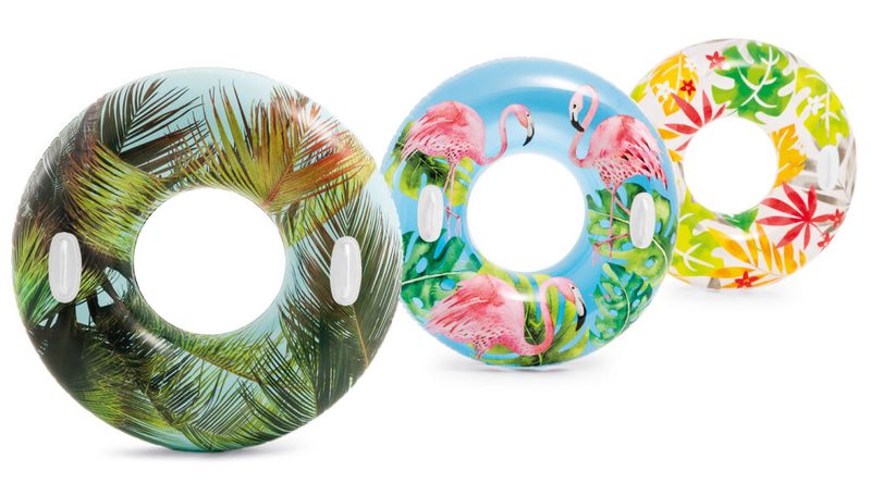 Kruh plavací dětský s ručkou květy 97cm maxi do vody 3 druhy 58263