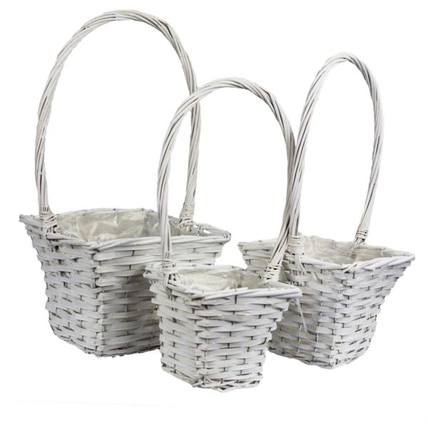 Koš hranatý bílý, 3ks P0507-01 - 17x17x14/43 cm