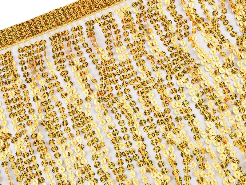 Třásně s holografickými flitry šíře 30 cm METRÁŽ