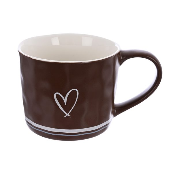 Hrnek porcelánový SRDCE 0,4 l hnědá O0644-18