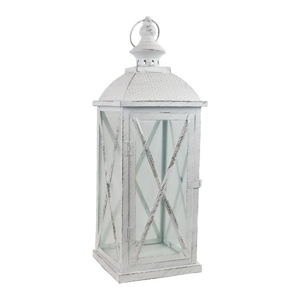 Bílá kovová lucerna K3958/B 50 cm