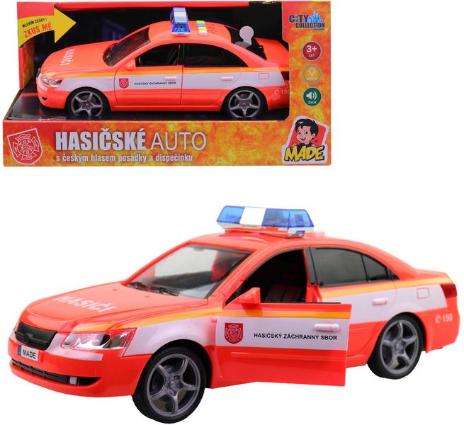Auto hasičské osobní vůz hasiči na baterie mluví česky CZ Světlo Zvuk