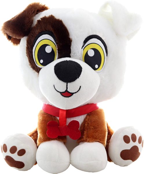 PLYŠ Pes veselý flíček 25cm sedící s kostičkou