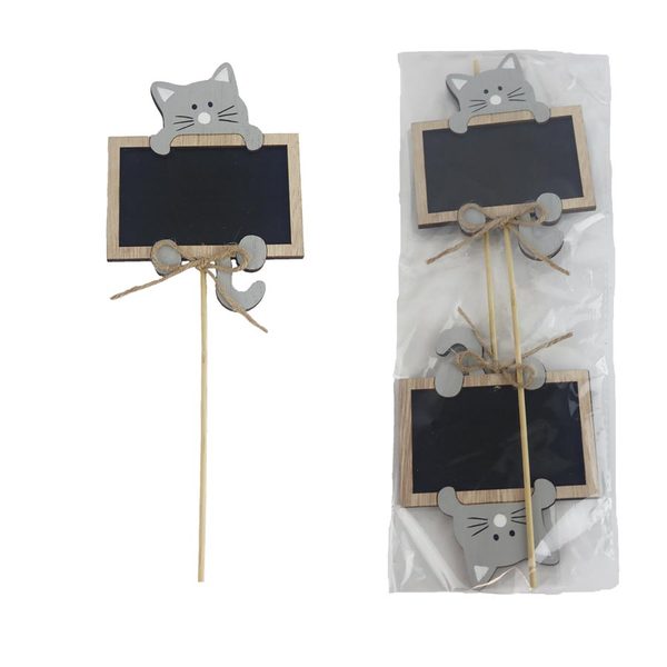 DEKORACE Tabulka s kočkou zápich, 2 ks D6782 - 30 cm
