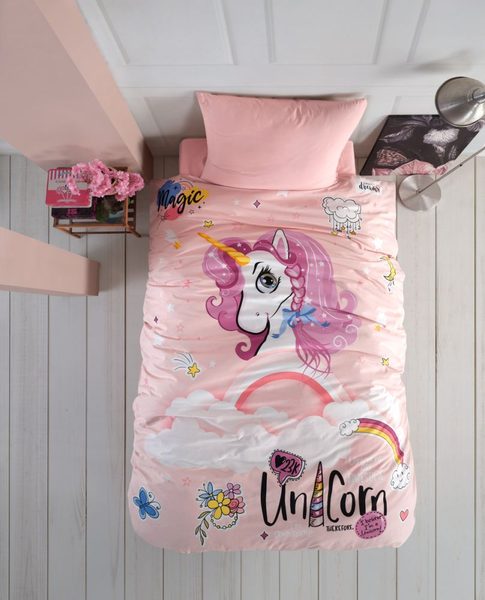 Ložní povlečení pro mladé 140x200, 70x90cm Unicorn růžové