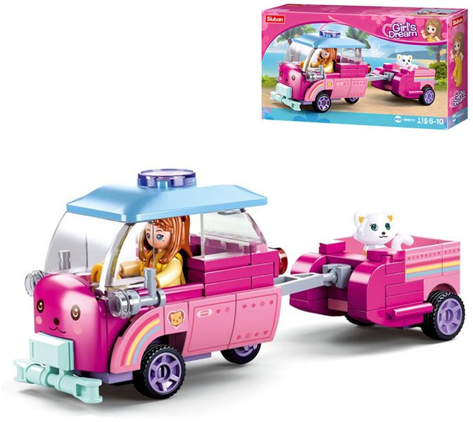 SLUBAN Girls Dream Kočičí vůz 116 dílků + 1 figurka STAVEBNICE