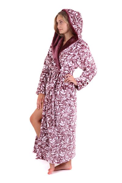 Župan s kapucí Flora mauve wine 39  56 4803