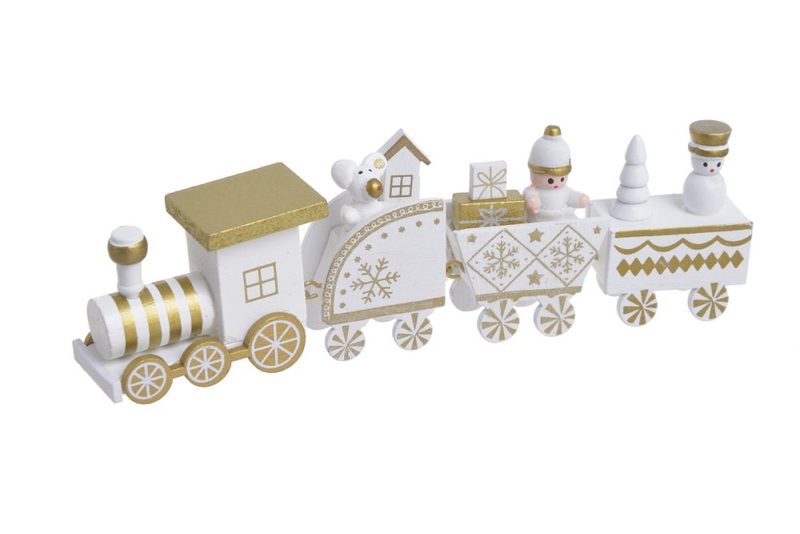 Vánoční vláček s postavičkami - bílá/zlatá