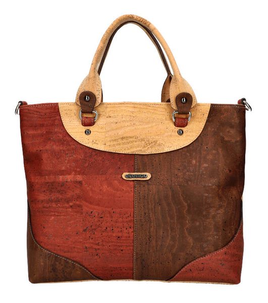 ELENCO Korková dámská kabelka do ruky 811MS cihlově hnědá