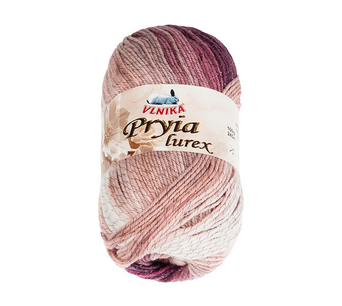 Příze PRYIA lurex Růžová,Vínová 304 100g / 245 m