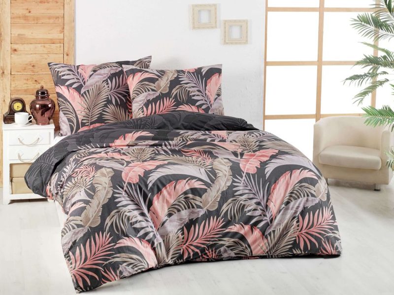 Bavlněné povlečení DELUX PALMA šedá