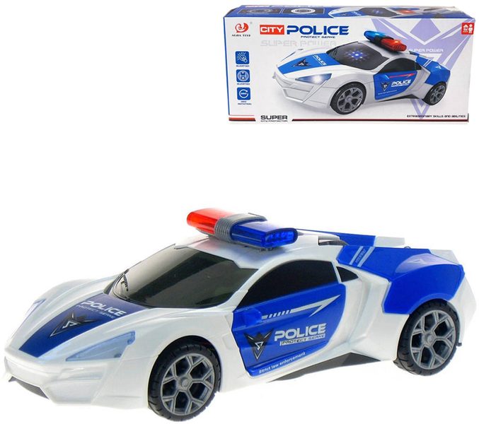 Auto policejní 360 rotace narážecí policie na baterie Světlo Zvuk