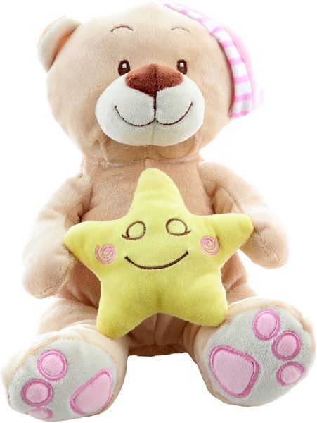 PLYŠ Medvídek s hvězdičkou 23cm růžová čepička *PLYŠOVÉ HRAČKY*