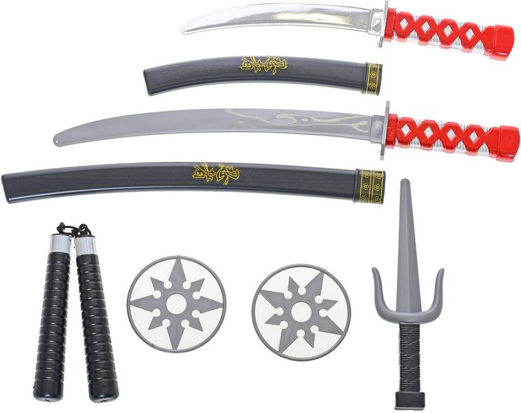 Bojovník ninja zbraně dětský akční set samurajský meč 2ks s doplňky