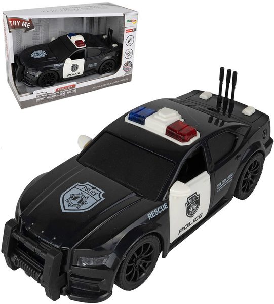 Auto černé policejní 1:20 Policie na baterie Světlo Zvuk