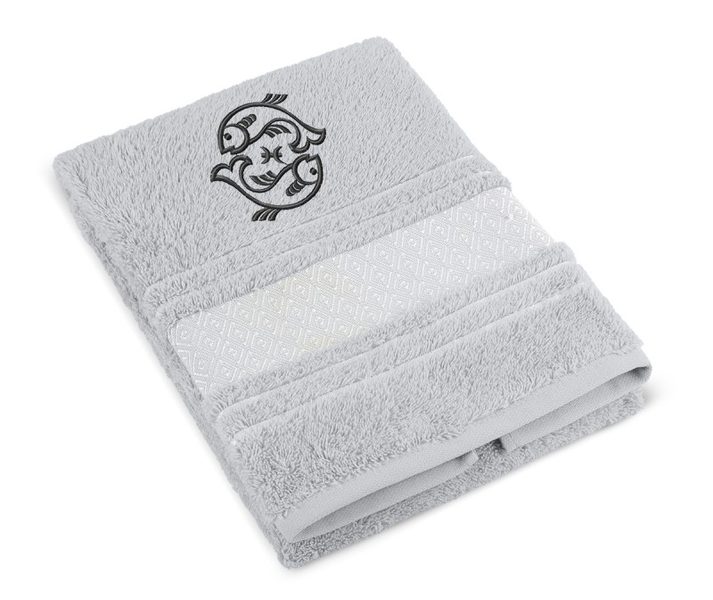 Froté ručník mozaika se znamením RYBY Šedá 123/042