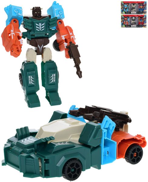 Auto závodní/robot Deformation Warrior transrobot set 2ks s doplňky 3 barvy