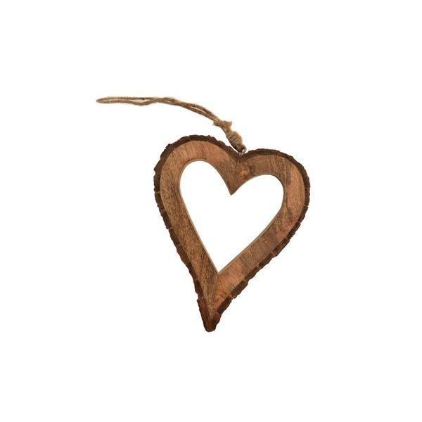 Srdce mango/kůra závěsné O0520 - 19 x 23 x 3 cm