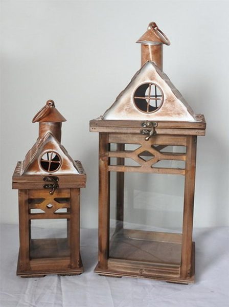 Dřevěná lucerna D7211/B - výška 47 cm