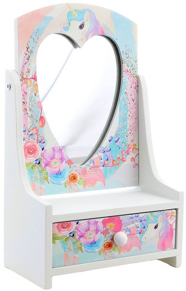 DŘEVO Šperkovnice srdíčko bílá se zrcátkem *DŘEVĚNÉ HRAČKY*