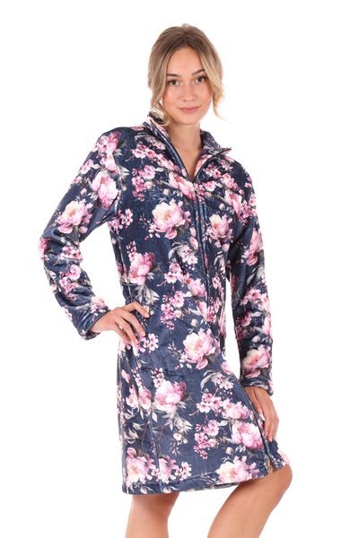 Dámský župan se zipem TOYA modrá 71 26 0009