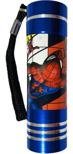 Dětská hliníková LED baterka Spiderman blue Hliník, Plast, 9x2,5 cm