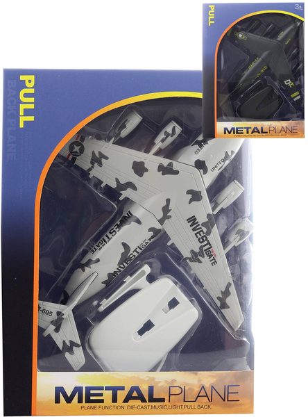 Letadlo army kovové zpětný chod se stojánkem na baterie 2 barvy Světlo Zvuk
