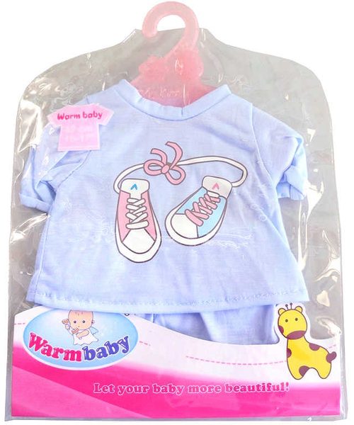 Oblečení pro panenky 42cm set modré triko a kalhoty na ramínku v sáčku